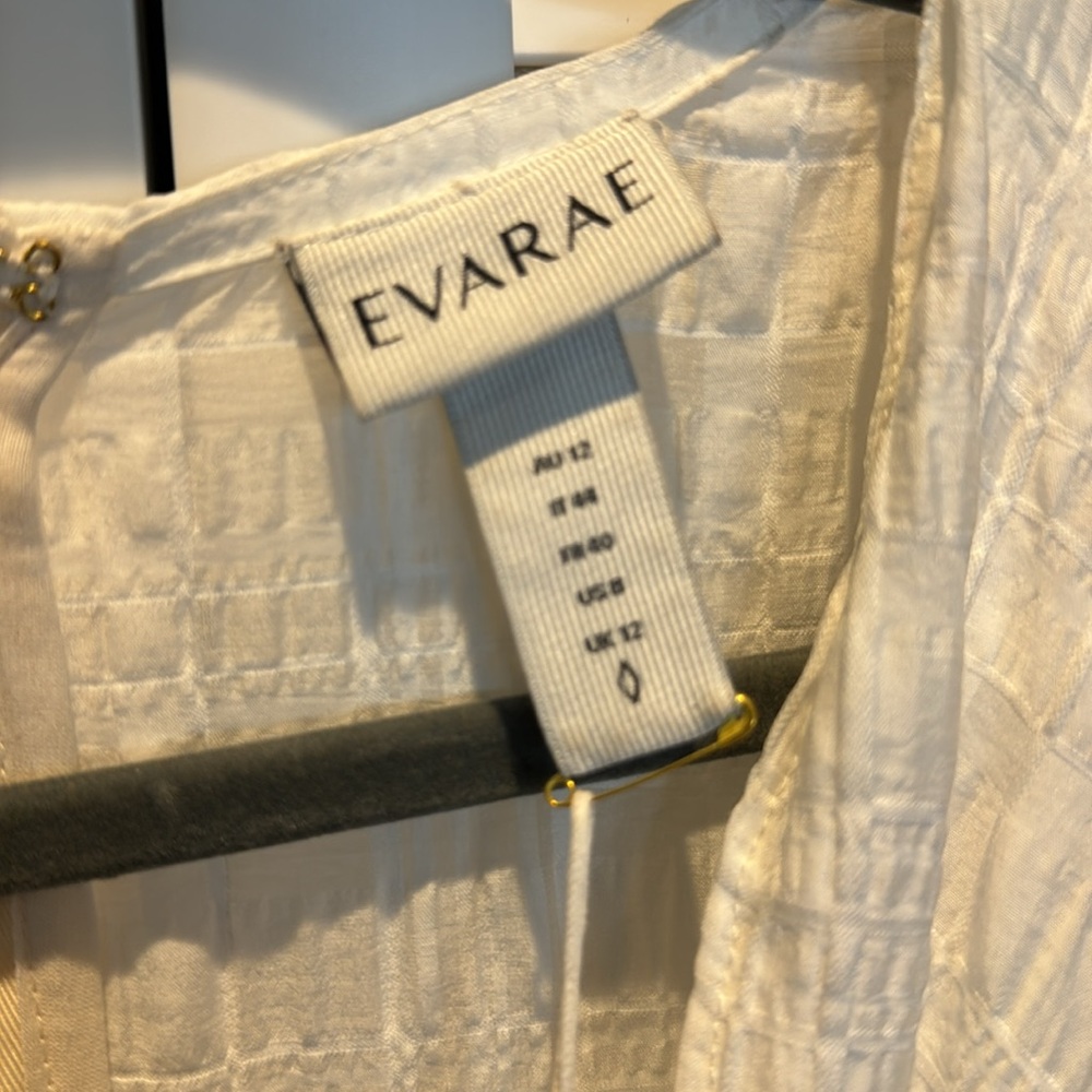 EVARAE Amber NWT Dress MSRP$530 W/a tie-front V neck with short puff sleeves. - Picture 12 of 15